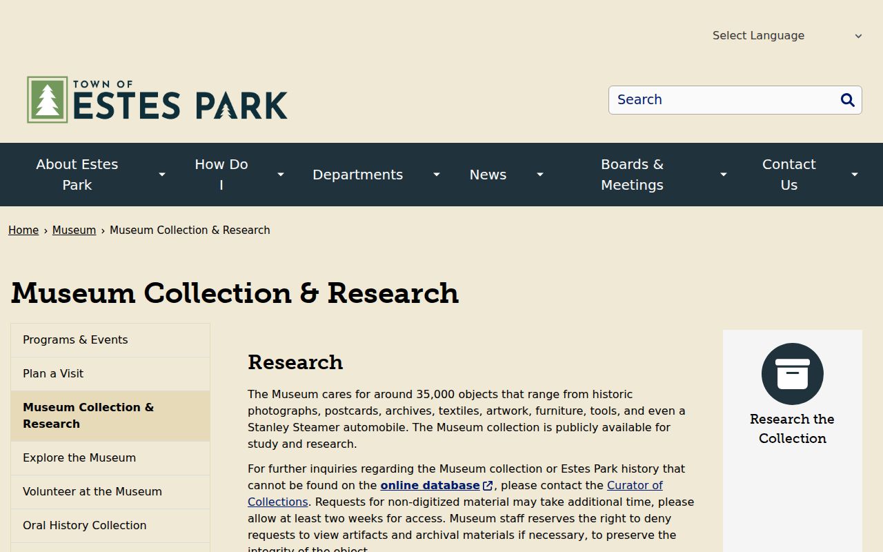 Larimer County city directory Estes Park Museum research collection