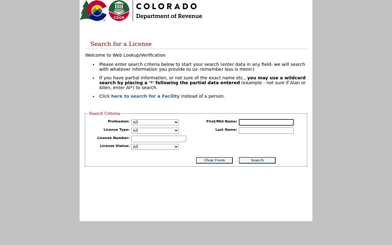Larimer County residents directory professional license verification