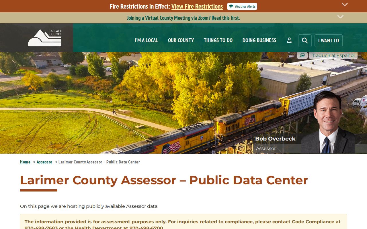 Larimer County street directory Assessor public-data fields
