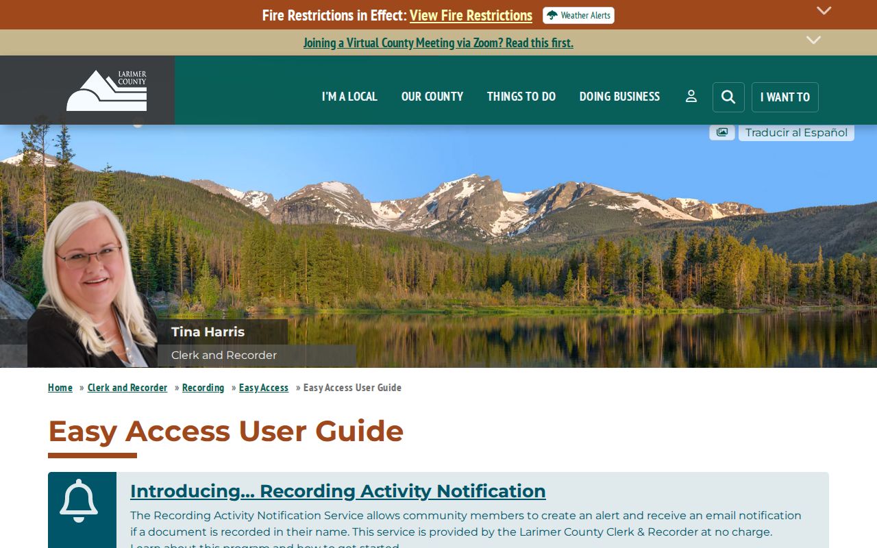 Larimer County street directory Landmark Web search guide