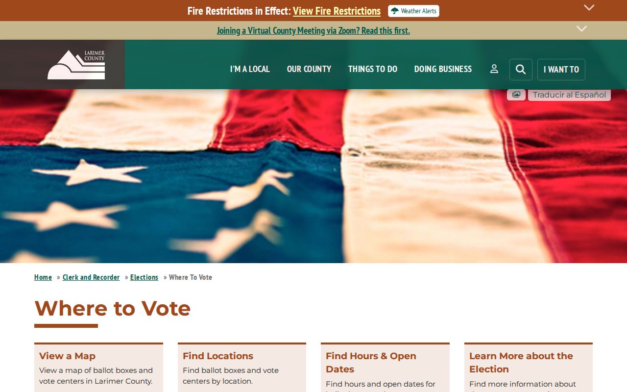 Larimer County ZIP code directory: address-based election location lookup